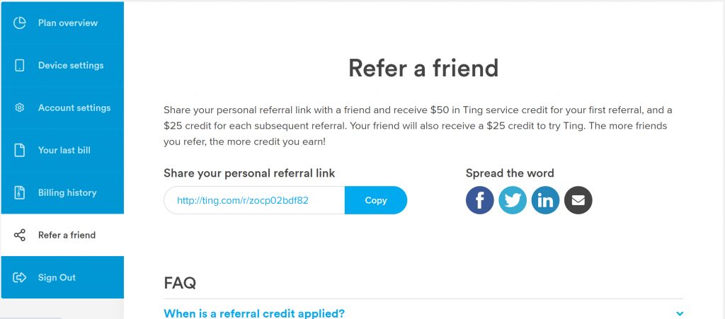 A preview of the Refer a friend page.